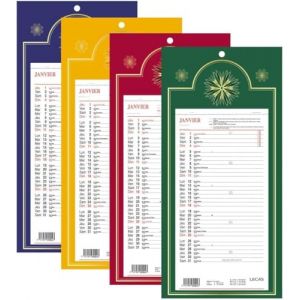 LECAS - 1 Plaque Calendrier Mensuel Long Classique - Janv. à Déc. 2025-16 x 33,3 cm - 4 coloris disponibles aleatoire (SORBONNE LIBRAIRIE, neuf)