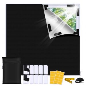 Bemece Portable 100% Store occultant, Rideau occultant sans percage pour Windows, pour Chambre à Coucher, Chambre d'enfant, loft, Caravane, avec adhésif Fort et velcro-300 x 145 (yajiesi, neuf)