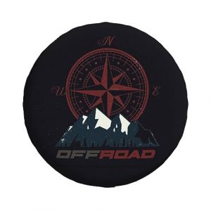 Adventure Awaits Housse de pneu de voiture de secours, imprim&eacute; boussole, &eacute;tanche &agrave; la poussi&egrave;re, pour SUV, camping-car, remorque, sac de pneu 38,1 cm (gouxiongmaoyi, neuf)
