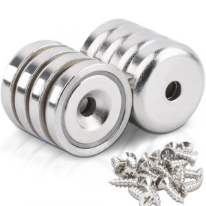 8 Pièces Aimant Puissant Neodyme 30 kg Force 25 x 7 mm avec Trou et Capsule, Aimant en Pot Fraisé avec Vis, Aimant Neodyme pour Réfrigérateur, Tableaux Blancs, Bureau,Cuisine (Brand Discount Mall, neuf)