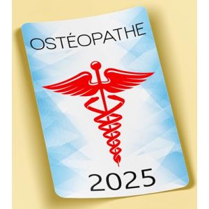 SC ® - Sticker/Autocollant - Vignette Caducée 2025 - Ostéopathe - Type de Pose Vitrophanie* (S'applique sur Le Pare-Brise à l'intérieur du véhicule) (S-C, neuf)