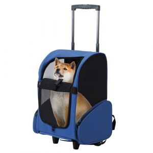 Sac &agrave; dos de voyage pour animal de compagnie, sac de transport &agrave; roulettes pour animal domestique avec roulettes, double roulettes, poign&eacute;e t&eacute;lescopique, transport pour chat et chien de petite et (Jiuois, neuf)