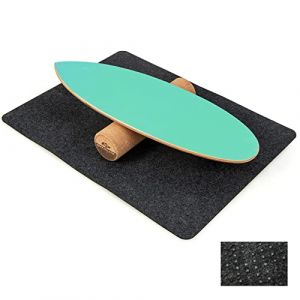 COSTWAY Planche d&rsquo;&Eacute;quilibre en Bois avec Rouleau et Tapis Antid&eacute;rapant Charge 100 KG, Balance Board pour Entra&icirc;nement de Skateboard Hockey Snowboard Surf (Vert) (FDS GmbH, neuf)