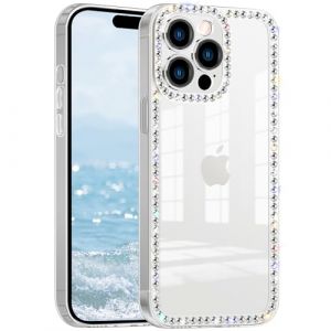 VAOXTY Coque compatible avec iPhone 16 Pro - Coque transparente en silicone souple avec strass 3D pour femmes et filles - Coque de protection en silicone souple avec strass brillants et scintillants (Jiahao Lin, neuf)