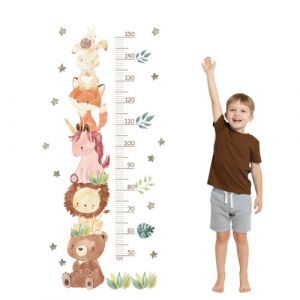 YUVKIN Toise Murale Enfant, Stickers Muraux Auto-Adh&eacute;sifs, Autocollant Mural Imperm&eacute;able, Toise de Croissance, Toise Enfant pour Chambre D'enfant Chambre Salon D&eacute;coration (150cm) (Animaux) (HerEdit, neuf)
