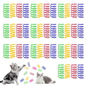 SYEYCW 40 Pièces Jouet Ressort pour Chat, Colorful Spirale Jouets a Ressort pour Chats, Chatons Jouets à Ressort en Plastique, Jouets pour Chats Interactifs, Jouets de Mâcher pour Chat, 4 Couleurs (XUANWEI STORE, neuf)