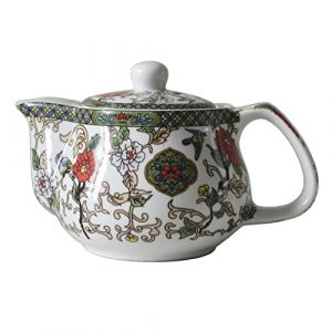 Petite théière en porcelaine de 255 ml avec filtre en acier inoxydable - Motif fleurs et oiseaux chinois colorés (fleurs et oiseaux) (Foshan Shi Nanhai Qu Hong Yuan Chaju Dian, neuf)