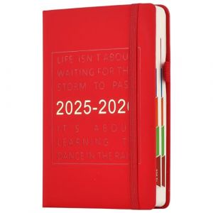 Agenda académique 2025-2026 2025-2026 une page par jour de juillet 2025 à juin 2026 avec onglets mensuels colorés, couverture rigide avec poche intérieure, marque-page (rouge) (Good Shopping  Store, neuf)