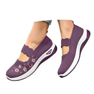 Chaussure Confort Femme, Antid&eacute;rapantes Chic Ete Shoes Marche Orthop&eacute;dique Plateforme Basket Sport Confortable Sans Lacet Chaussure, Purple, 39 (LiDeYuKN, neuf)