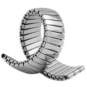 Bracelet de Montre &eacute;lastique en m&eacute;tal, 17 mm et 20 mm, Extensible, en Acier Inoxydable, Poli et Mat, for Montre Swatch, Accessoire(Silver-Trapezoid,17mm) (赵鹏商贸, neuf)