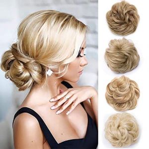 Silk-co 40G Postiche Chignon Postiche Queue de Cheval - Blond Fonc&eacute; &agrave; Blond Tr&egrave;s Clair - Extension Chouchou Chignon Cheveux Synth&eacute;tique Ondul&eacute; Faux Chignon Chouchou (Ritera Flagship, neuf)