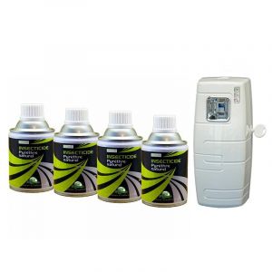 Insecticide Au Pyrèthre Naturel, Aérosols 4x250ml avec Diffuseur Automatique, Anti Mouches, Moucherons, Moustiques, Mites, Punaises de Lit (APRODOM, neuf)