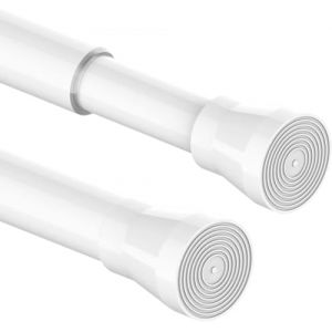 Venwemong 1 pi&egrave;ce tringle &agrave; rideau de douche sans per&ccedil;age, tringle t&eacute;lescopique extensible, tringle &agrave; rideau de douche, tringles &agrave; rideaux pour placard (185-250 cm, blanc) (LIEUR, neuf)