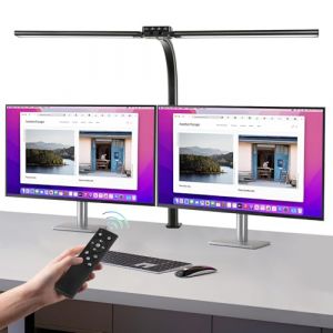 Euakee Lampe de Bureau LED Puissante, 24W 80cm Bureau Pince D'architecte, 10 Luminosité 10 Températures Couleur, Protection Yeux Ecran pcavec Télécommande & USB pour Travail de Bureau étude (Euakee Trade, neuf)