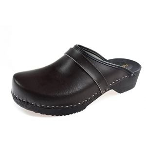 APREGGIO Sabot Homme Cuir – Chaussures Homme en Cuir – Chaussures Hommes en Bois Confortables - Sabots Homme en Cuir – Homme Sabots Jardin Pratiques - Marron Foncé 47 EU (Apreggio11, neuf)