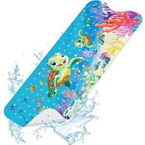SHUCHING Tapis de Bain Antid&eacute;rapant pour Enfants, Tapis Antid&eacute;rapant Baignoire Bebe 100 X 40 cm, Tapis de Douche, 100% sans BPA et Lavable en Machine (Tortue Marine-B) (SHUCHING, neuf)