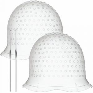 Lot de 2 bonnets à mèches avec crochet, bonnet en silicone, bonnet de coloration pour cheveux décolorés, bonnet de teinture pour cheveux avec trous, bonnet de mèches pour cheveux morts, kit de mèches (LISHST, neuf)