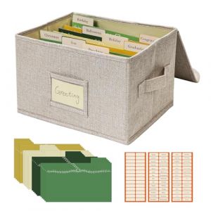 Vienrose Boîte de Rangement Pour Cartes de Vœux Avec 20 Séparateurs Amovibles, 84 Étiquettes Autocollantes, Idéale Pour Photos, Enveloppes, Scrapbooking, Papiers, Stickers – 1 Lot Beige (Vienrose EU, neuf)
