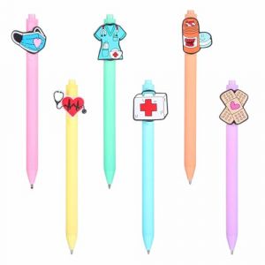 XINTANGXIA 6 Pi&egrave;ces Stylo Infirmiere Stylos &agrave; Encre Noire Amusants Stylos Infirmi&egrave;re Accessoires pour Fournitures Scolaires Bureau Cadeaux de F&ecirc;te (1.0 mm) (XINTANGXIA, neuf)