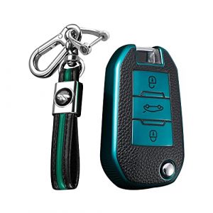 KUNIO Coque de clé de Voiture à Rabat Compatible avec Citroën C4 Cactus C5 C3 C4L C6 C8 C2 Picasso Xsara pour Ople Crossland X Grandland X Accessoires TPU Porte-clés Étui de Protection Vert (KUNIO, neuf)