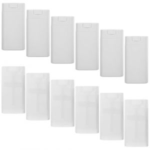 PLAFOPE Lot de 12 Flacons Antitranspirants en Plastique Transparent et Blanc, Tubes Vides 12 Ml, Kit Compact pour Cr&egrave;me et D&eacute;odorant, Voyage et Trousse de Toilette (Comexs, neuf)