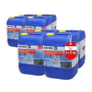 Höfer Chemie Chlore Liquide 8 x 25 kg (200 kg) - Chlore Liquide 48° pour Piscine avec Une teneur pour l'entretien des piscines et la désinfection de l'eau - Made in Germany (Höfer Chemie GmbH, neuf)