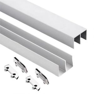 Unikicool Rail Porte Coulissante Double,Kit Porte Coulissante Kit de Porte Coulissante,Kit Porte Coulissante Rail Double,Rail pour Porte coulissante Placard,pour Armoire,Support de Porte. (Unikicool, neuf)