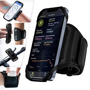 Cikyner Brassard de Sport, 3 en 1 Brassard de Téléphone Support de Téléphone de Vélo 360° Rotatif et Détachable Brassard Sport pour 4.5-7'' iPhone pour la Course à Pied, la Randonnée (SkylarkEU, neuf)