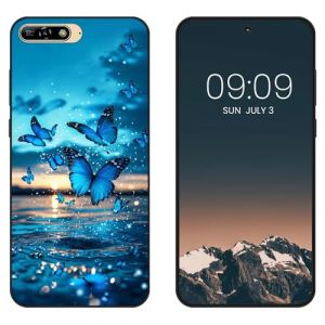 WUACYEAMING Noir Coque pour Huawei Y6 2018, Haute Qualit&eacute; TPU Silicone Mince Souple Antichoc Bumper avec Papillons Motif Dessin Mat Case (WUACYEAMING, neuf)
