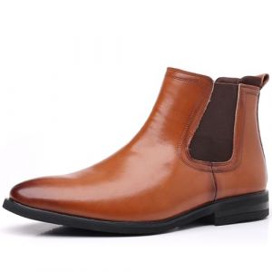 DADAWEN Homme Bottine Chelsea Cuir Confortable Classiques Ankle Boots- Marron 45 (Shenzhen Ledawen Trading Co.,Ltd, neuf)