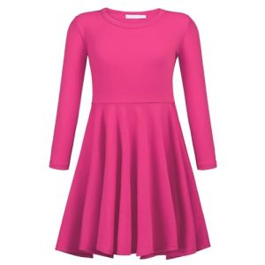 trudge Robe &agrave; Manches Longues pour Fille en Coton Robe de Soir&eacute;e Rose Rouge Robe d'hiver en Coton Robe de No&euml;l Robe de F&ecirc;te pour Enfants Robe Patineuse &agrave; Volants 160/12-13 Ans (Arshiner Store, neuf)