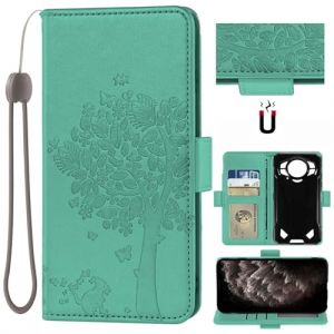 Auotu Cuir with Protection de la cam&eacute;ra PU Coque Flip Bookstyle Magn&eacute;tique Housse &Eacute;tui Cover Case pour DOOGEE S200 / DOOGEE S200 X 5G Smartphone (Vert with Arbre Pattern) (Auotu, neuf)