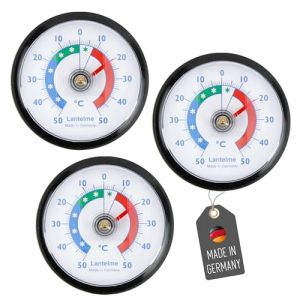 Lantelme Thermomètre de réfrigérateur bimétallique | Taille Ø 52mm x 12mm, autocollant | Plage de température -50°C à 50°C | congélateur, glacière, refroidissement, réfrigérateur | Noir (lantelmegmbh, neuf)