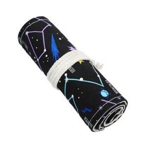 Trousse &agrave; crayons en toile pour artiste, trousse &agrave; crayons de couleur, pochette de rangement pour artiste, &eacute;cole, bureau, noir, Bleu nuit, 72 holes-1, Ciel nocturne 72 trous (Vogueing Tool, neuf)