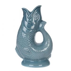 Gurgly Iconique Bleu Gris Glug Jug Grand 28 cm 1,4 L &ndash; Pichet &agrave; Eau de Poisson, Vase &agrave; Poisson D&eacute;coratif, Ornement, Carafe (Gurgly, neuf)