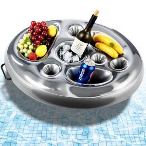 DUBUOZA Porte-Gobelet Gonflable Flottant 2 en 1-8 Trous Porte-Gobelet de Piscine Gonflable pour Les Fêtes de Piscine D'été Floating Bar (STORE FABIO GIACOMO S.R.L., neuf)