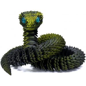 Jouet serpent, serpent imprimé 3D, serpent imprimé 3D, jouets d'animaux imprimés en 3D, modèle serpent, décoration statue de serpent, jouet à presser pour autisme/TDAH, 60 cm, noir et doré (AILAN TRADE, neuf)