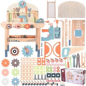 Yapasopu Établi en Bois pour Enfants, Outils de Jeu Banc à Outils en Bois Multifonction Maintenance des simulations Tableau d'outils de démontage des vis et écrous pour Les 3 Ans et Plus (Ekotaleks OÜ, neuf)