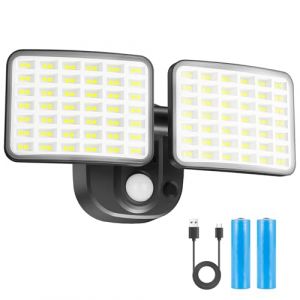 YTKIH Lampes de s&eacute;curit&eacute; &agrave; piles rechargeables de longue dur&eacute;e, super lumineuses avec d&eacute;tecteur de mouvement, charge USB, projecteur LED pour ext&eacute;rieur pour garage, cour, entr&eacute;e, patio, jardin (MMJ-EU, neuf)