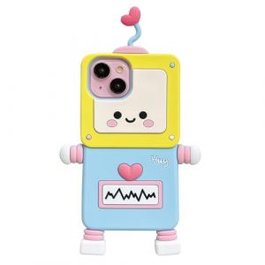 QoKcoahn Coque pour iPhone 12/12 Pro, coque de t&eacute;l&eacute;phone kawaii 3D mignon dessin anim&eacute; amour robot souple en silicone souple coque de protection amusante pour femmes et filles pour iPhone 12/12 Pro (ShinOya, neuf)