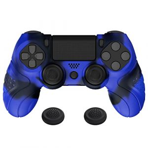 PlayVital Protection Manette pour ps4,Coque Manette pour ps4 Pro,Coque en Silicone pour ps4 Slim,Housse Manette Ergonomique avec Capuchon Joystick pour ps4-Bleu & Noir(Guardian Edition) (Game Skindecal Store, neuf)