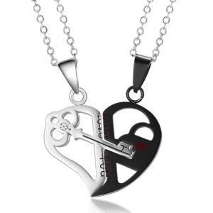 OQKAHIV 2 pcs Colliers d'amitié, Collier pour Filles, Collier d'Amitié Puzzle Heart, Meilleurs Amis Assortis Colliers, Anniversaire Saint-Valentin Amitié Bijoux Cadeaux pour Amis Sœurs, Argent + Noir (OQKAHIV, neuf)