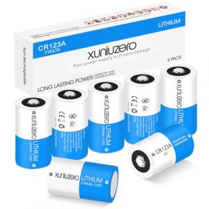 Piles CR123A (Lot de 6 pièces) - Batterie au lithium non rechargeable de -3 volts 123 Batterie au lithium avec durée de conservation de 10 ans (迅牛科技, neuf)