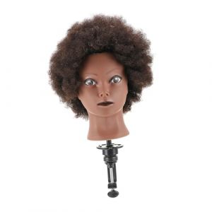 BESTYASH Tête à Coiffer Afro Bouclée Cheveux Naturels Tête Dentraînement Coiffure pour Coiffeuses Mèches Résistantes Modèle Moyen pour Pratique Salon (Feast of Yan, neuf)