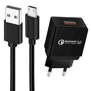 UNIDOPRO Quick Charge 3.0 Chargeur Secteur USB et 1M Câble Micro USB pour Blackview A60 A70 |Cubot Note 7 / Note 20 |Doogee X95 X96 N20 Pro | pour Wiko Y81 Y62 Y61 Y60 Y51 View4 Lite Android Phone (CeMallUDP, neuf)