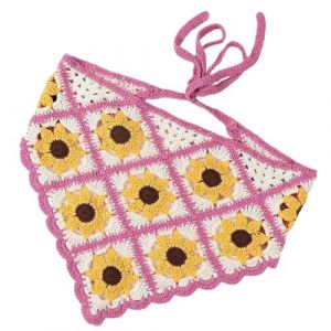 Watreketal Serre Tete,Foulard à cheveux en forme de fleur rurale pour femme, foulard au crochet, élégant, tricoté, bandana, bandeau, foulards (Xuanlang Trading, neuf)