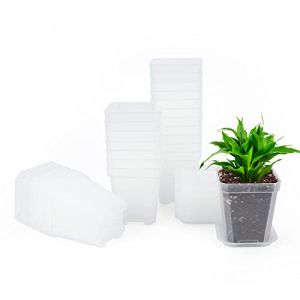 KINGLAKE 24 pièces 7 cm Epais Pot de Fleurs Plastique Transparent Pot de Fleurs pépinière Pot de Fleurs extérieur, adapté pour Balcon intérieur, Bureau, extérieur (JH Gardening, neuf)