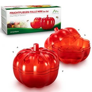 GARDIGO&reg; Pi&egrave;ge &agrave; Mouches des Fruits, Lot de x2, &agrave; Usage Int&eacute;rieur, avec app&acirc;t Naturel, R&eacute;utilisable, Attrape-Mouche Facile &agrave; Remplir d'Attractif, Forme de Citrouille, 5.5x6.2 cm. (tevigo gmbh, neuf)