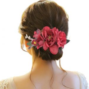 Pince bibi latérale avec dents - Nœuds à cheveux floraux - Pinces à cheveux - Pinces à cheveux - Pinces à cheveux - Pour femmes et filles - Bibi à plumes pour mariages et femmes (rouge, taille unique) (XGpZU, neuf)