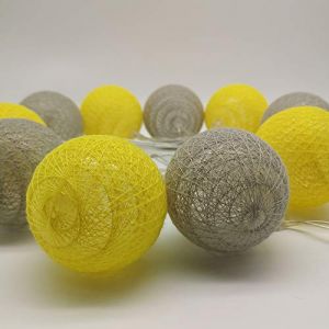 6cm Guirlande Lumineuse Boule Coton, DOTBUY Halloween Decoration Noël, LED Guirlande Lumineuse à Piles, Enfant, Chambre Mariage Décorations (Jaune citron,4.8M/30LED) (DOTDOT SHOP, neuf)